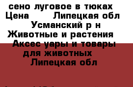 сено луговое в тюках › Цена ­ 1 - Липецкая обл., Усманский р-н Животные и растения » Аксесcуары и товары для животных   . Липецкая обл.